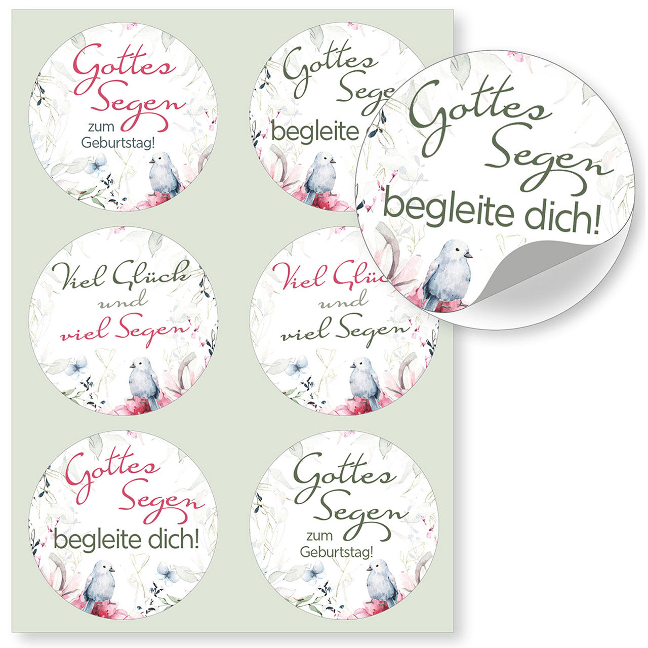 Aufkleber-Grußkarte Geburtstag 4 Ex. (rund)