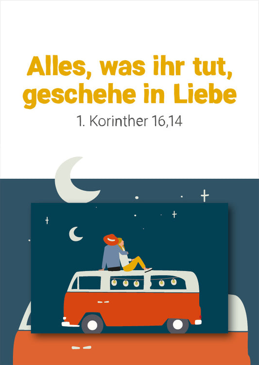 Magnet mit Postkarte 'Alles, was ihr tut, geschehe in Liebe.'