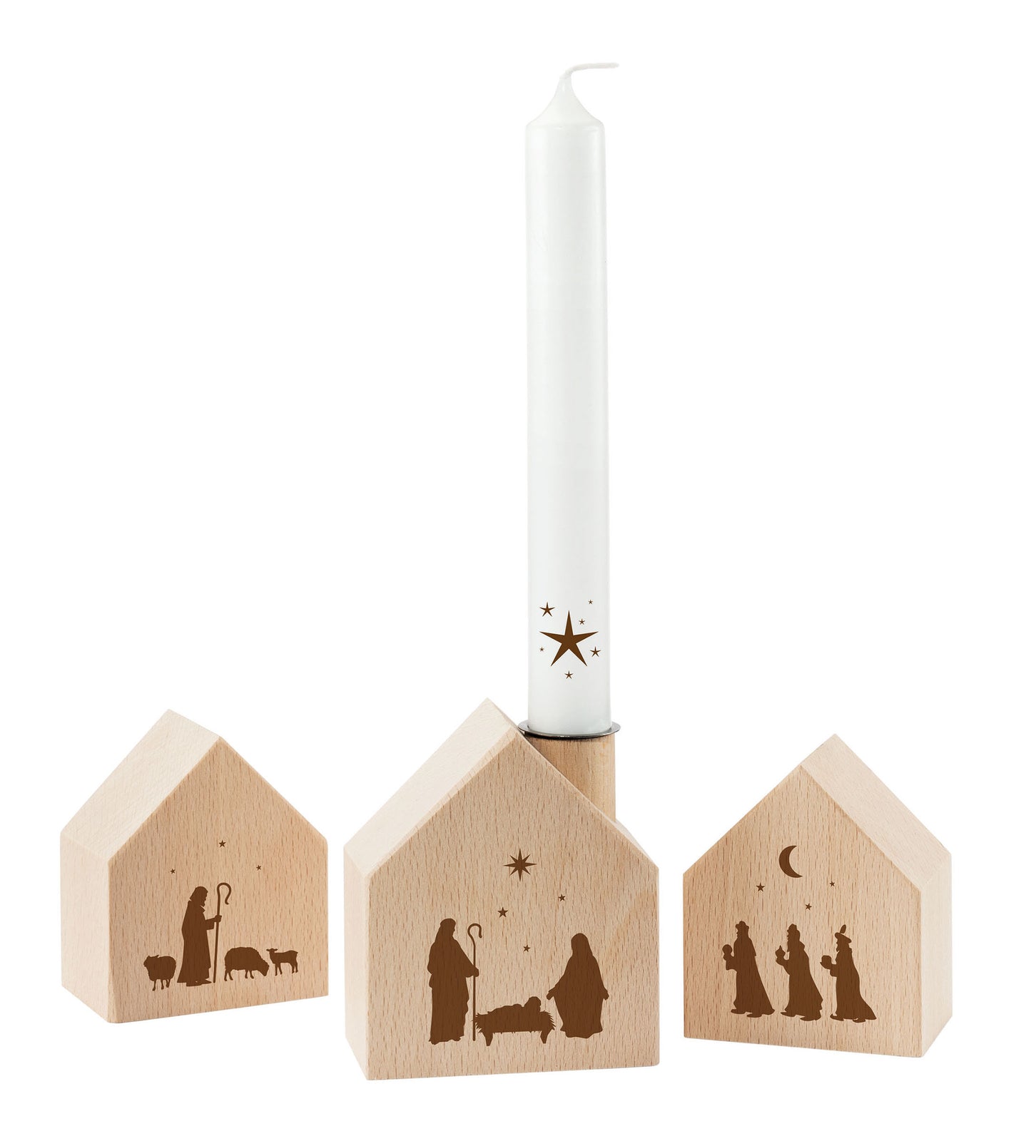 Holzhaus-Set (3-teilig) Krippenszene