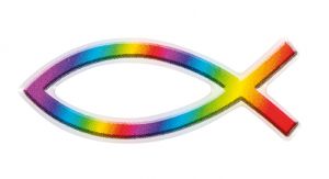 Aufkleber 'Fisch' regenbogenfarben