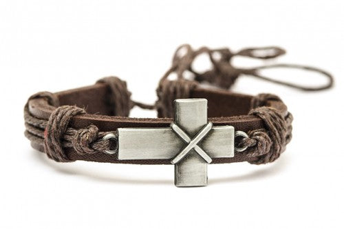 Lederarmband 'Kreuz' braun