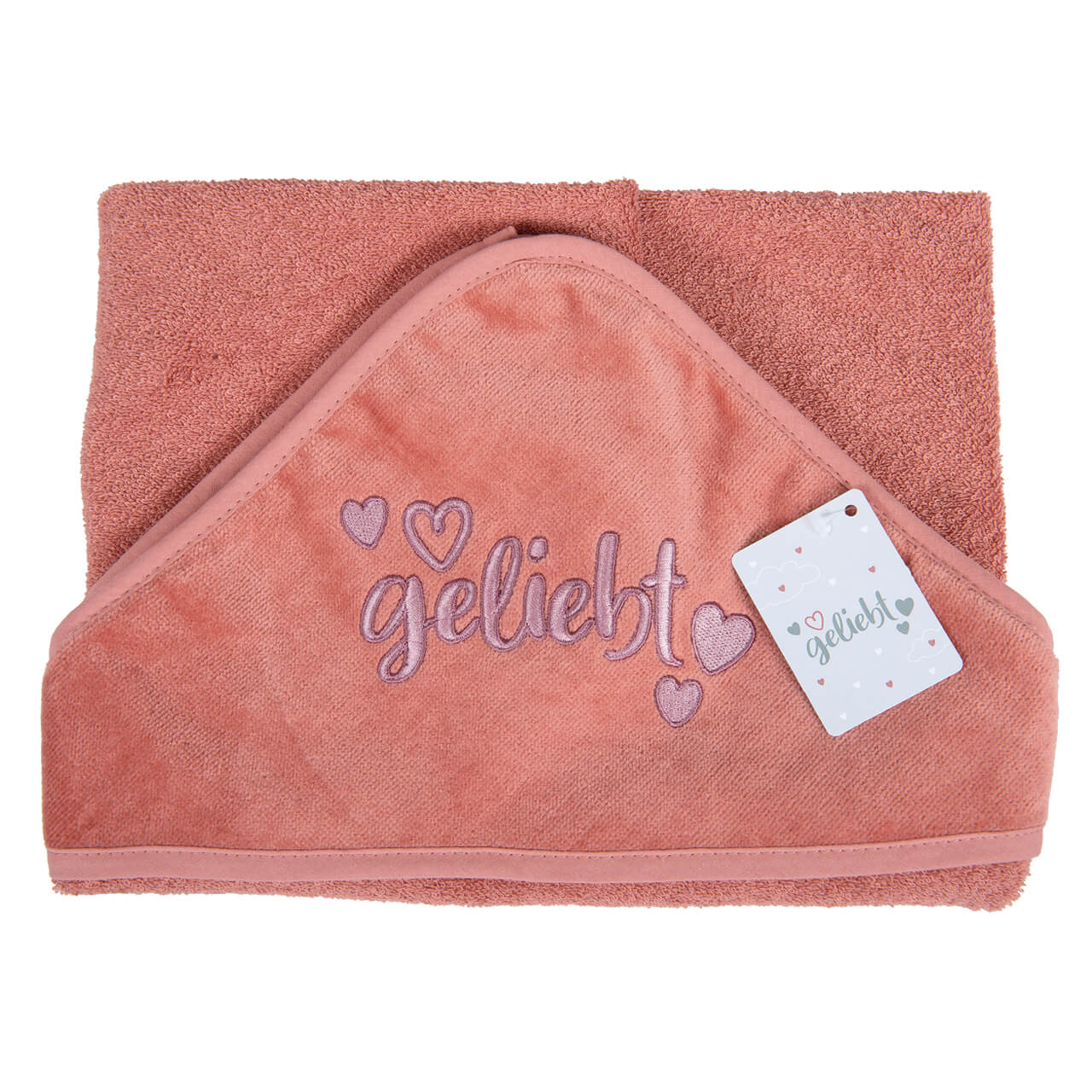 Baby-Badetuch 'geliebt' rosa