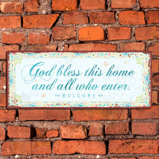 Metallschild 'God bless this home ...'
