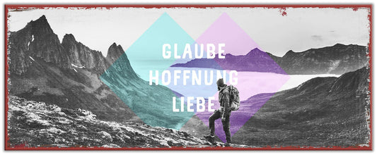 Metallschild 'Glaube Hoffnung Liebe'