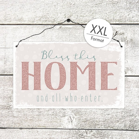 Holzschild XXL 'Bless this home ...'
