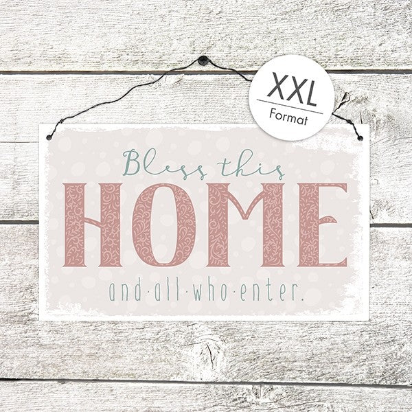 Holzschild XXL 'Bless this home ...'