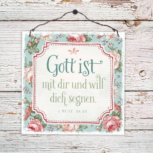 Holzschild klein 'Gott ist mit dir ...'