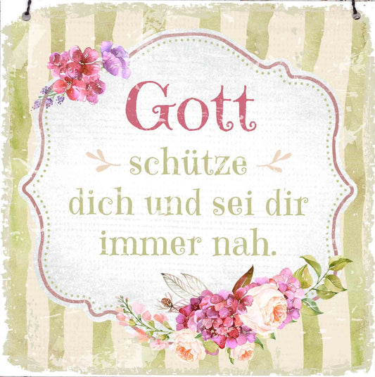 Holzschild klein 'Gott schütze dich ...'