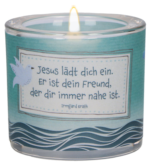 Glaswindlicht 'Jesus lädt dich ein'