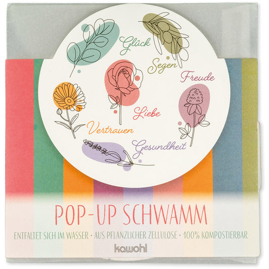 Pop-up-Schwamm 'Gl�ck Segen Freude Liebe Vertrauen Gesundheit'