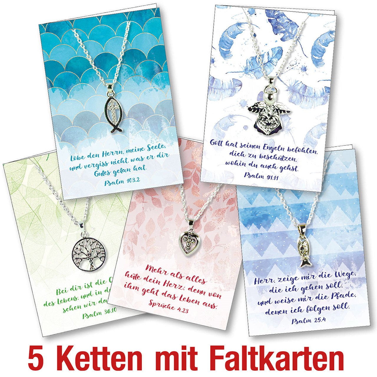 Paket 'Halsketten mit Faltkarten' 5 Ex.