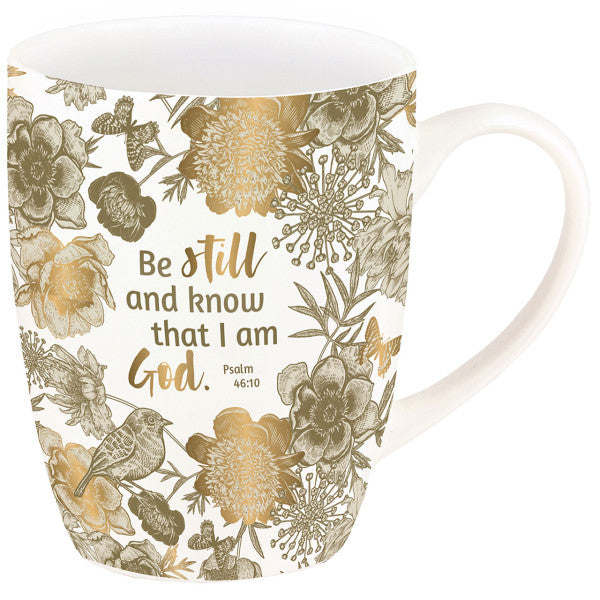 Tasse 'Be still and know that I am God. Psalm 46,10' Gold-Edition