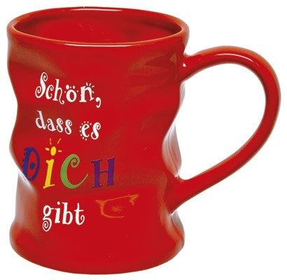 Knittertasse 'Schön dass es dich gibt' rot