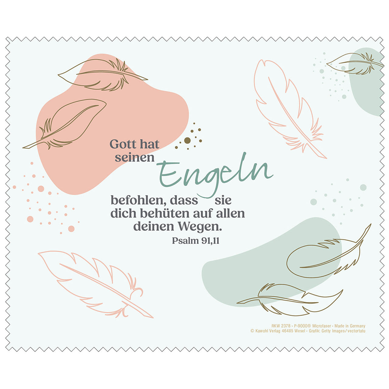 Mikrofaser-Tuch 'Gott hat seinen Engeln befohlen, dass sie dich beh�ten auf allen deinen Wegen. Psalm 91,11'