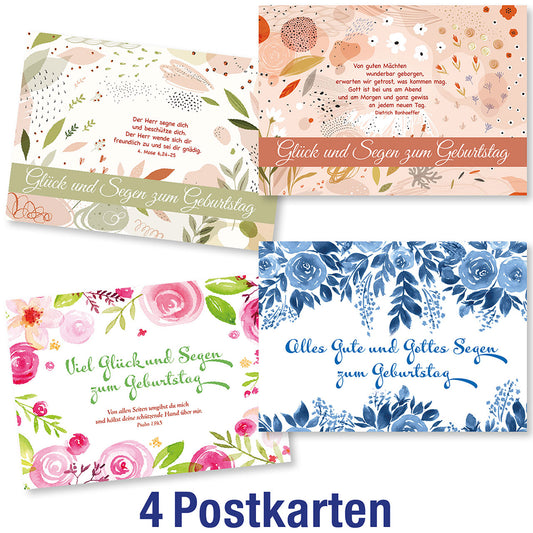 Postkartenserie Geburtstag 'Grafik' 4 x 1 Ex.