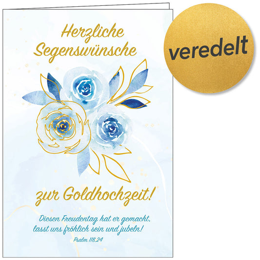 Faltkarte Goldene Hochzeit 'Herzliche Segensw�nsche zur Goldhochzeit'