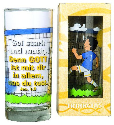 Trinkglas 'Sei stark und mutig' (Motiv Junge)