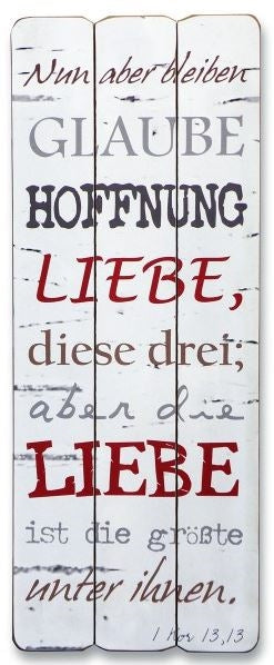 Vintage-Wandbild 'Glaube Hoffnung Liebe'