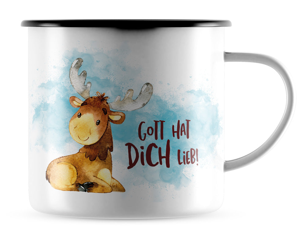 Emaille-Becher 'Gott hat dich lieb'