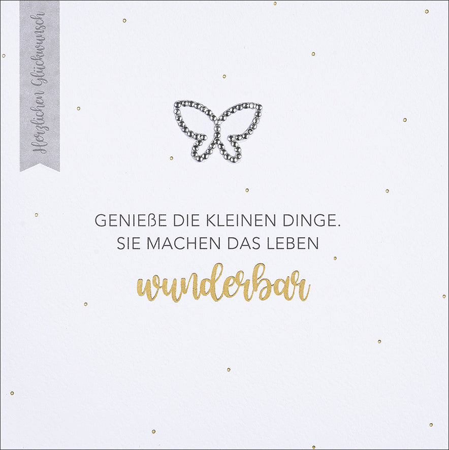 Faltkarte 'Herzlichen Gl�ckwunsch - Genie�e die kleinen Dinge, sie machen das Leben wunderbar.'