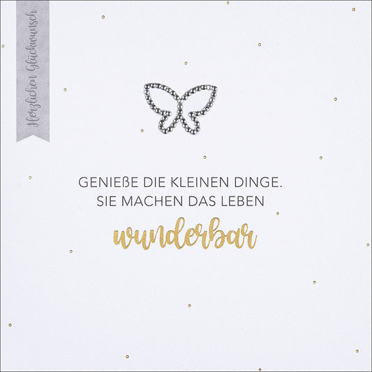 Faltkarte 'Herzlichen Gl�ckwunsch - Genie�e die kleinen Dinge, sie machen das Leben wunderbar.'