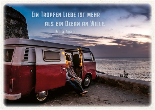 Postkarte 'Ein Tropfen Liebe ist mehr als ein Ozean an Wille.' 12 x