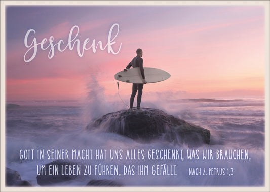 Postkarte Geschenk/Surfer (12 Ex.)