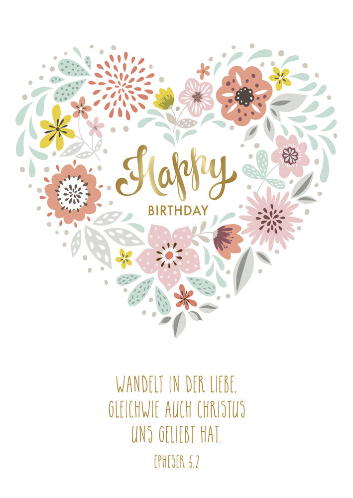 Postkarte 'Happy Birthday' 10 Ex.