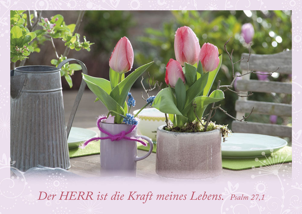 Postkarte 'Der Herr ist die Kraft meines Lebens. Psalm 27,1' 10 Ex.